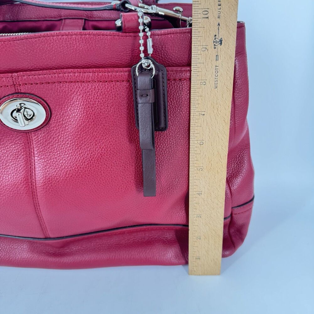 Coach F23268 Red Leather Carryall Tote Satchel Large Turn Lock Strap - Picture 11 of 12